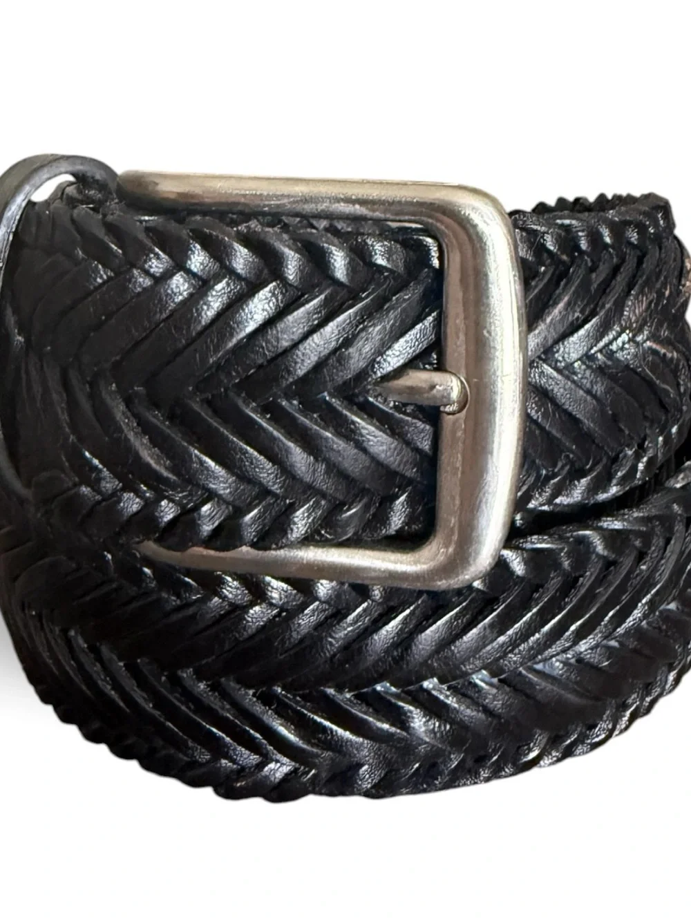 Tommy Bahama | Women’s Black Braided Leather Stretch Belt w/ Marlin Logo